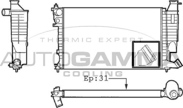 Autogamma 101312 - Radiator, engine cooling autospares.lv