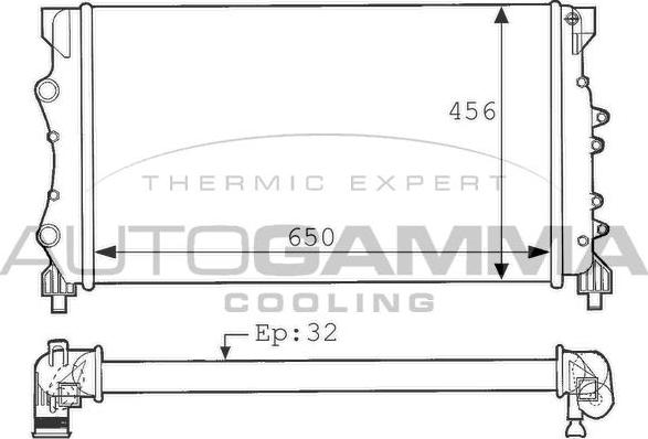 Autogamma 101244 - Radiator, engine cooling autospares.lv