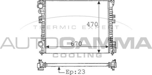 Autogamma 102022 - Radiator, engine cooling autospares.lv