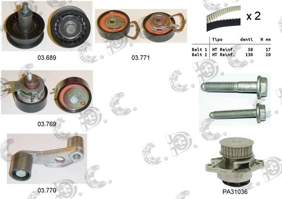 Autokit 04.5108PA - Water Pump & Timing Belt Set autospares.lv