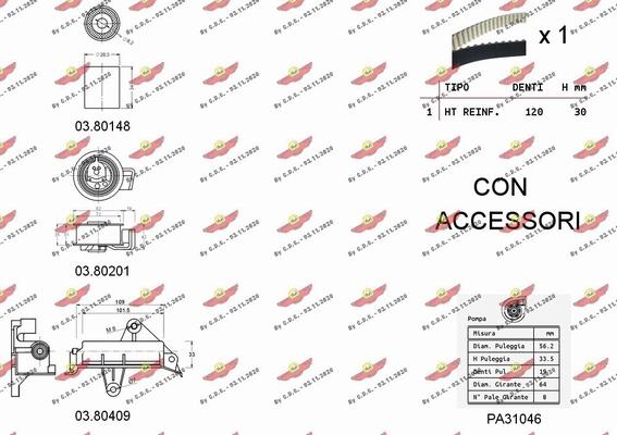 Autokit 04.5130PA - Water Pump & Timing Belt Set autospares.lv