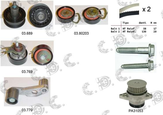 Autokit 04.5128PA2 - Water Pump & Timing Belt Set autospares.lv