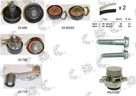 Autokit 04.5128PA - Water Pump & Timing Belt Set autospares.lv