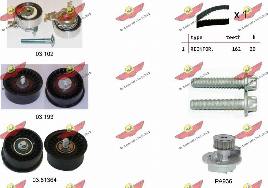 Autokit 04.5296PA3 - Water Pump & Timing Belt Set autospares.lv
