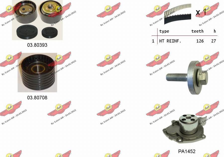 Autokit 04.5262PA - Water Pump & Timing Belt Set autospares.lv