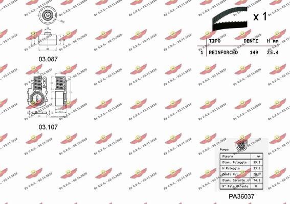 Autokit 04.5227PA - Water Pump & Timing Belt Set autospares.lv