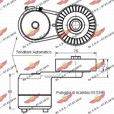 Autokit 03.539 - Belt Tensioner, v-ribbed belt autospares.lv