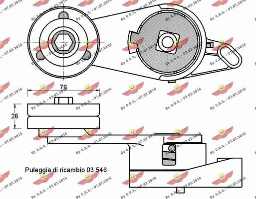 Autokit 03.80712 - Belt Tensioner, v-ribbed belt autospares.lv