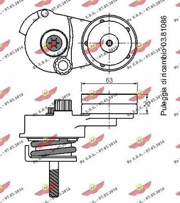 Autokit 03.81085 - Belt Tensioner, v-ribbed belt autospares.lv