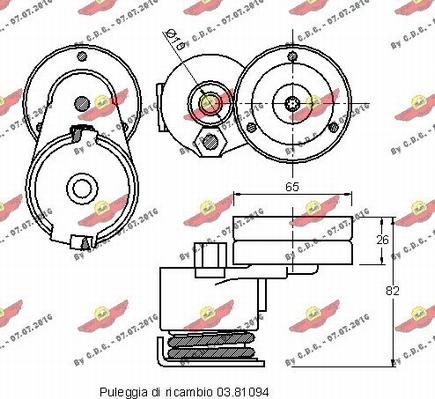 Autokit 03.81295 - Belt Tensioner, v-ribbed belt autospares.lv