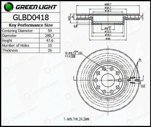 AutomotiveAdriado GLBD0418 - Brake Disc autospares.lv