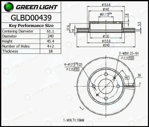 AutomotiveAdriado GLBD0439 - Brake Disc autospares.lv