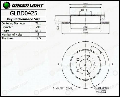 AutomotiveAdriado GLBD0425 - Brake Disc autospares.lv