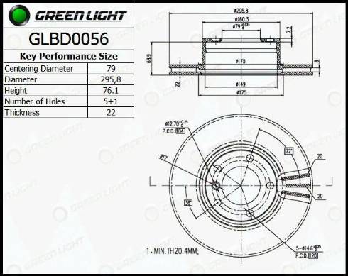 AutomotiveAdriado GLBD0056 - Brake Disc autospares.lv