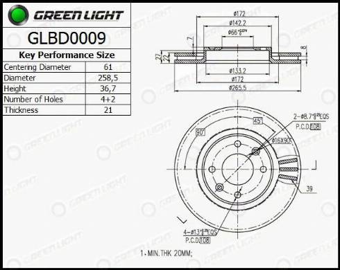 AutomotiveAdriado GLBD0009 - Brake Disc autospares.lv