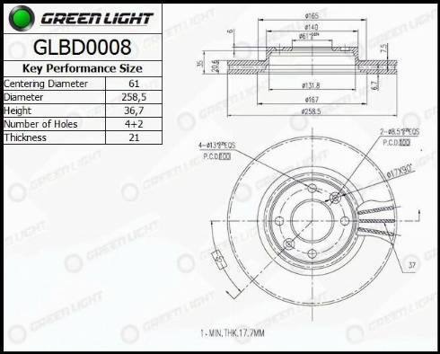 AutomotiveAdriado GLBD0008 - Brake Disc autospares.lv