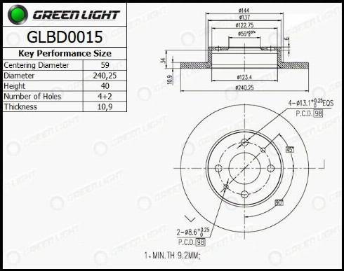 AutomotiveAdriado GLBD0015 - Brake Disc autospares.lv