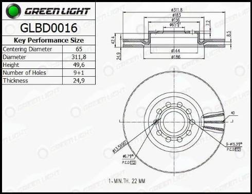 AutomotiveAdriado GLBD0016 - Brake Disc autospares.lv