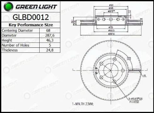 AutomotiveAdriado GLBD0012 - Brake Disc autospares.lv