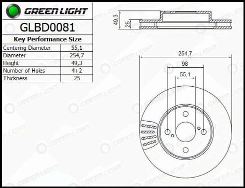 AutomotiveAdriado GLBD0081 - Brake Disc autospares.lv