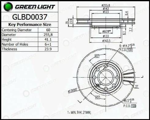 AutomotiveAdriado GLBD0037 - Brake Disc autospares.lv