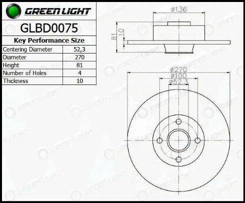 AutomotiveAdriado GLBD0075 - Brake Disc autospares.lv