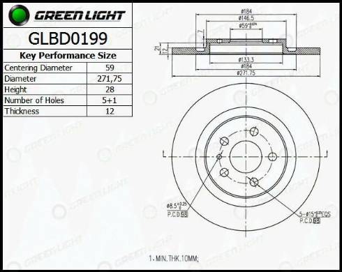 AutomotiveAdriado GLBD0199 - Brake Disc autospares.lv