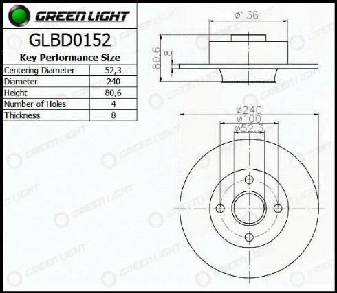 AutomotiveAdriado GLBD0152 - Brake Disc autospares.lv