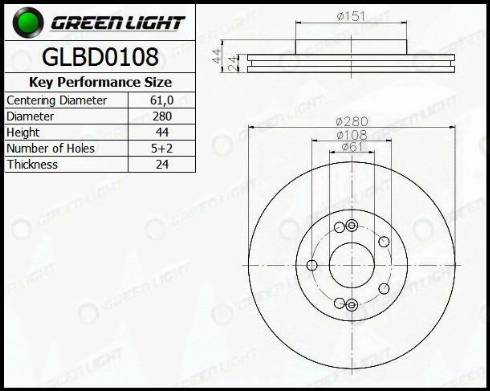 AutomotiveAdriado GLBD0108 - Brake Disc autospares.lv