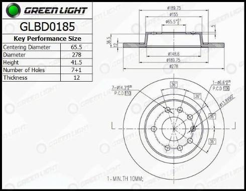 AutomotiveAdriado GLBD0185 - Brake Disc autospares.lv