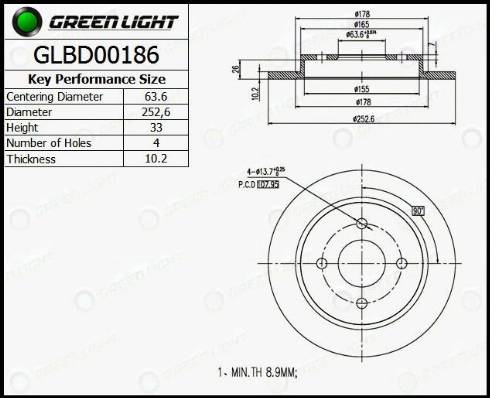 AutomotiveAdriado GLBD0186 - Brake Disc autospares.lv