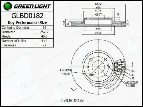 AutomotiveAdriado GLBD0182 - Brake Disc autospares.lv