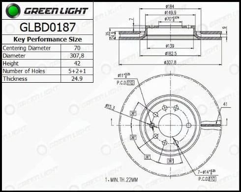 AutomotiveAdriado GLBD0187 - Brake Disc autospares.lv