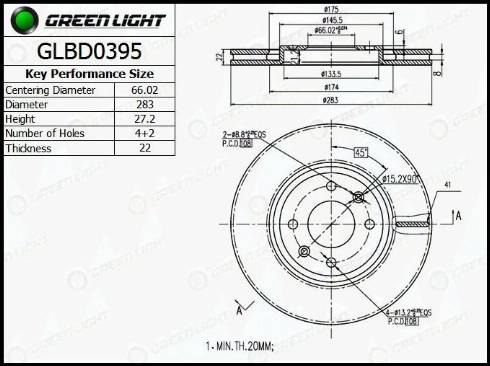 AutomotiveAdriado GLBD0395 - Brake Disc autospares.lv