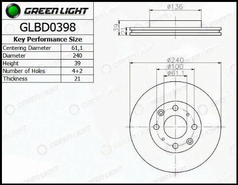 AutomotiveAdriado GLBD0398 - Brake Disc autospares.lv