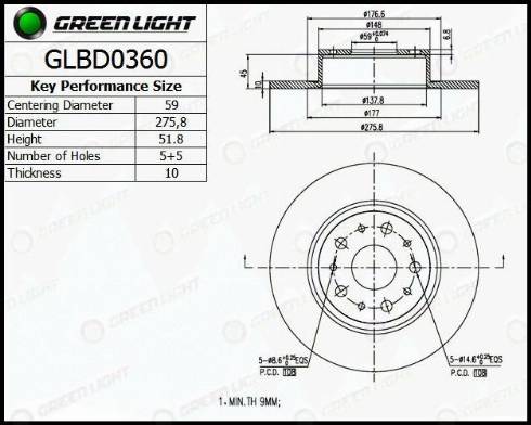 AutomotiveAdriado GLBD0360 - Brake Disc autospares.lv