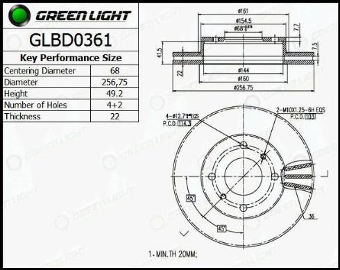 AutomotiveAdriado GLBD0361 - Brake Disc autospares.lv