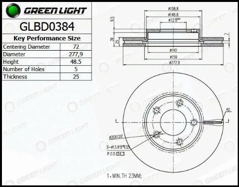 AutomotiveAdriado GLBD0384 - Brake Disc autospares.lv