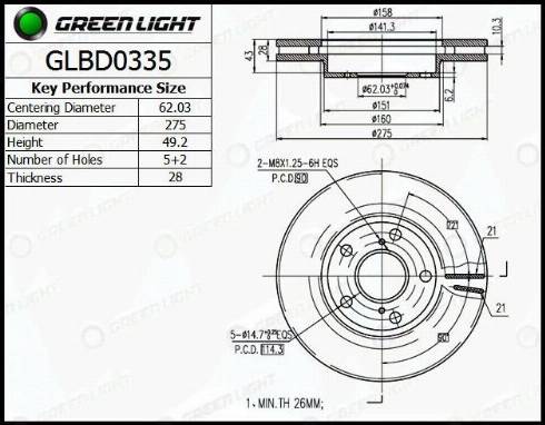 AutomotiveAdriado GLBD0335 - Brake Disc autospares.lv