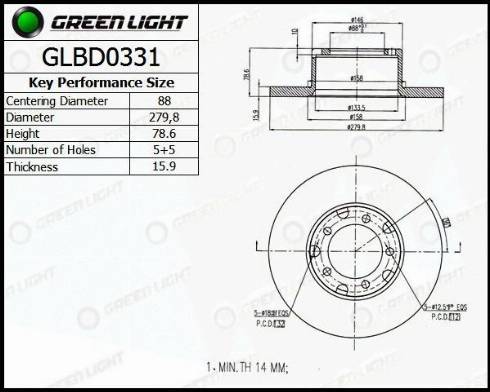 AutomotiveAdriado GLBD0331 - Brake Disc autospares.lv