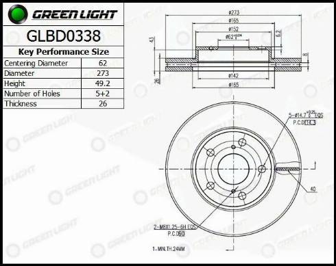 AutomotiveAdriado GLBD0338 - Brake Disc autospares.lv