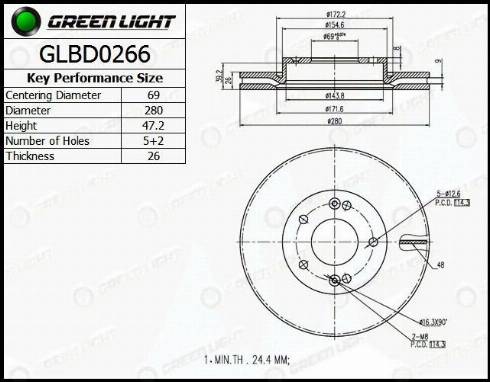 AutomotiveAdriado GLBD0266 - Brake Disc autospares.lv