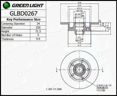 AutomotiveAdriado GLBD0267 - Brake Disc autospares.lv