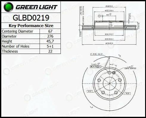 AutomotiveAdriado GLBD0219 - Brake Disc autospares.lv