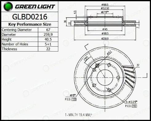 AutomotiveAdriado GLBD0216 - Brake Disc autospares.lv