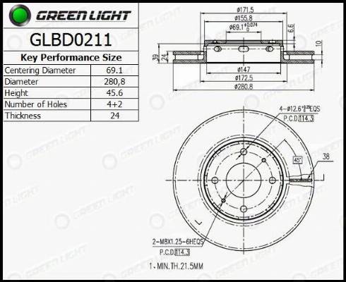 AutomotiveAdriado GLBD0211 - Brake Disc autospares.lv