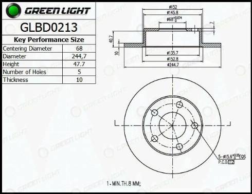 AutomotiveAdriado GLBD0213 - Brake Disc autospares.lv