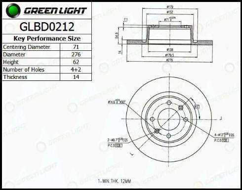 AutomotiveAdriado GLBD0212 - Brake Disc autospares.lv