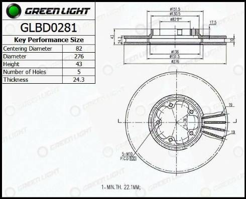 AutomotiveAdriado GLBD0281 - Brake Disc autospares.lv