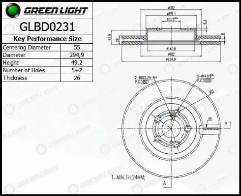 AutomotiveAdriado GLBD0231 - Brake Disc autospares.lv